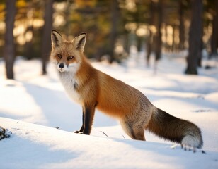 Fototapeta premium red fox in winter forest Pretty