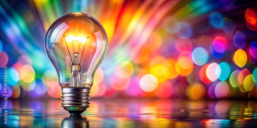 Aufkleber light bulb in the colorful background ai generative