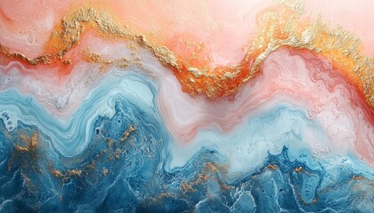 Obraz premium Abstract Swirls of Blue, Pink and Gold.