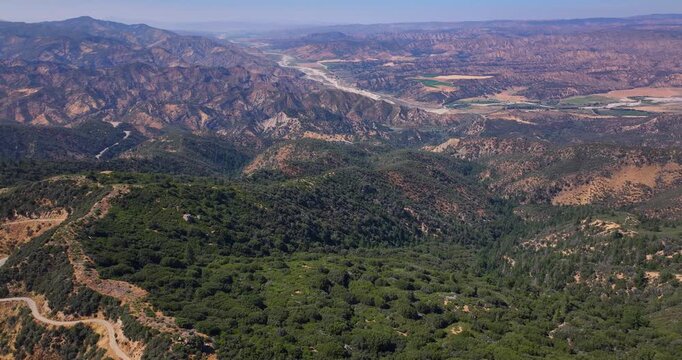 Ojai Scenic Mountains California Aerial Video