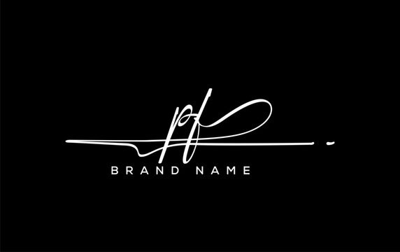 PF letter beauty handwriting vector logo.
