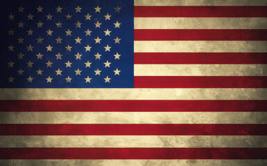 Fototapeta premium Old American Flag With Faded Colors Displayed Against A Textured Background