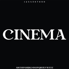 cinema, a glicth  text vector alphabet font typeset