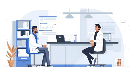 Obraz premium Doctors Discussion Data Analysis Health Consultation Collaboration. AI Generated