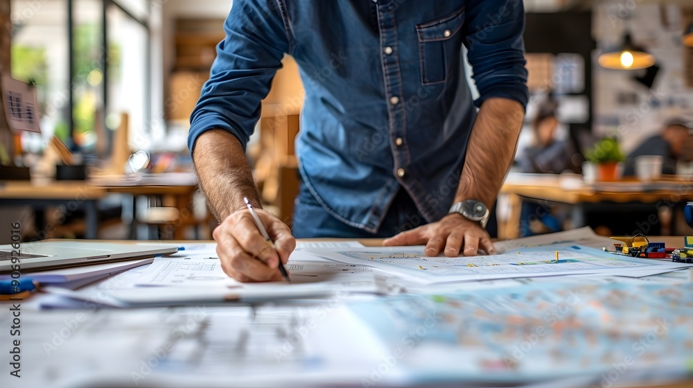 Poster business leader coordinating team on large project with detailed planning and efficient organization