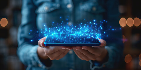 A phone being recharged with a virtual overlay