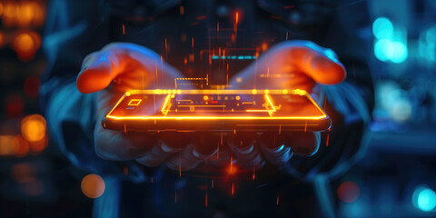 A phone being recharged with a virtual overlay