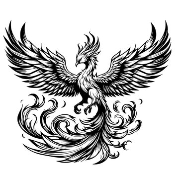 recommend clip art: black and white phoenix