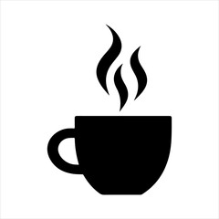 Tea cup with smoke silhouette vector illustration on white background