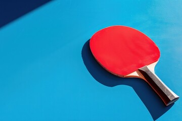 Dynamic Red Table Tennis Equipment on Vibrant Blue Table with shadow