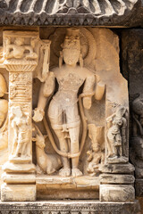 India, Madhya Pradesh, Morena, Beautiful Carvings of Hindu Deities on the Survaya ki Garhi Temple, 