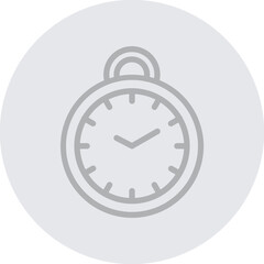 Pocket Watch Vector Line Grey Circle Grey
