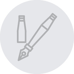 Fountain Pen Vector Line Grey Circle Grey