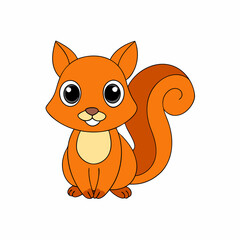Charming Squirrel Vector Illustration - Cartoon Clipart and Line Art Design