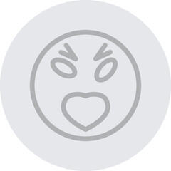 emoji angry love Vector Line Grey Circle Grey