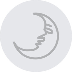 emoji moon Vector Line Grey Circle Grey