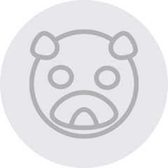 emoji Dog Vector Line Grey Circle Grey