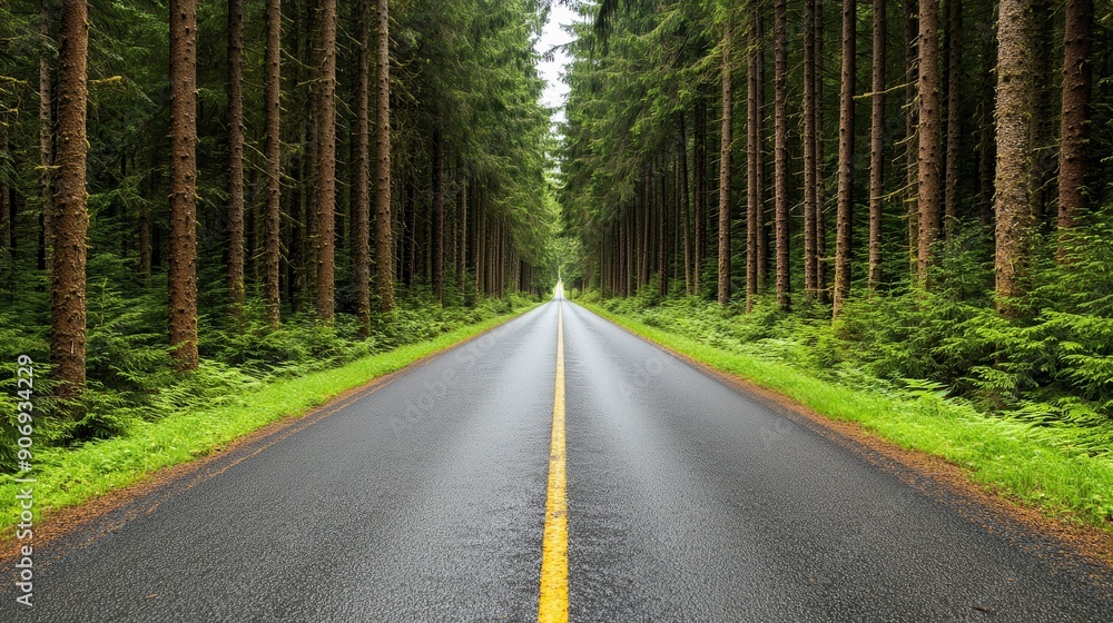 Poster Forest Path to Tranquil Lake.