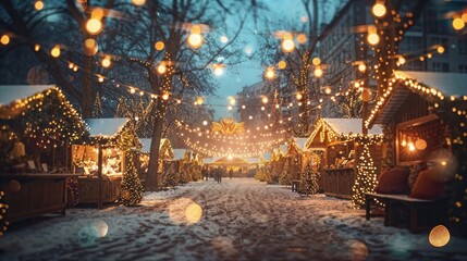 a street covered in lots of christmas lights