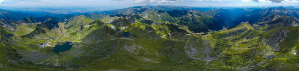 Landscape with Fagaras mountains - Romania seen from above, aerial view