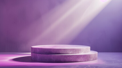 Two-Tiered Concrete Platform with Purple Gradient Backdrop and Spotlight