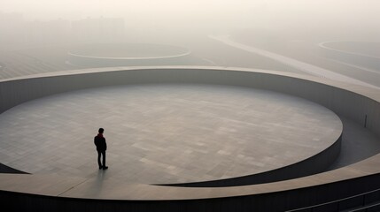 Obraz premium Urban foggy landscapes with modern architecture.