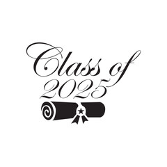 Class of 2024 Script Graphic With diploma and graduation Cap white backgrund  eps 10