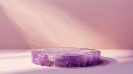 Naklejka premium Purple Stone Podium in Soft Light on Pink Background