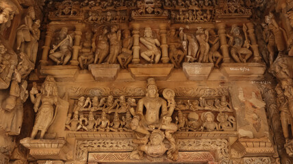 India, Madhya Pradesh, Morena, Beautiful Carvings of Hindu Deities on the Survaya ki Garhi Temple, 