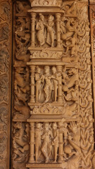 India, Madhya Pradesh, Morena, Beautiful Carvings of Hindu Deities on the Survaya ki Garhi Temple, 