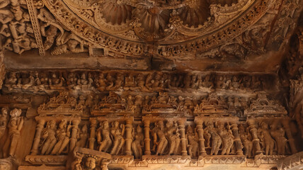 India, Madhya Pradesh, Morena, Beautiful Carvings of Hindu Deities on the Survaya ki Garhi Temple, 