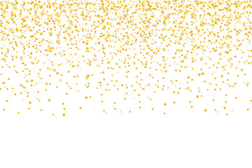 Abstract gold glitter powder dots dust falling isolated on transparent background. Festive decoration design element. Luxury golden glitter dust particles. PNG file