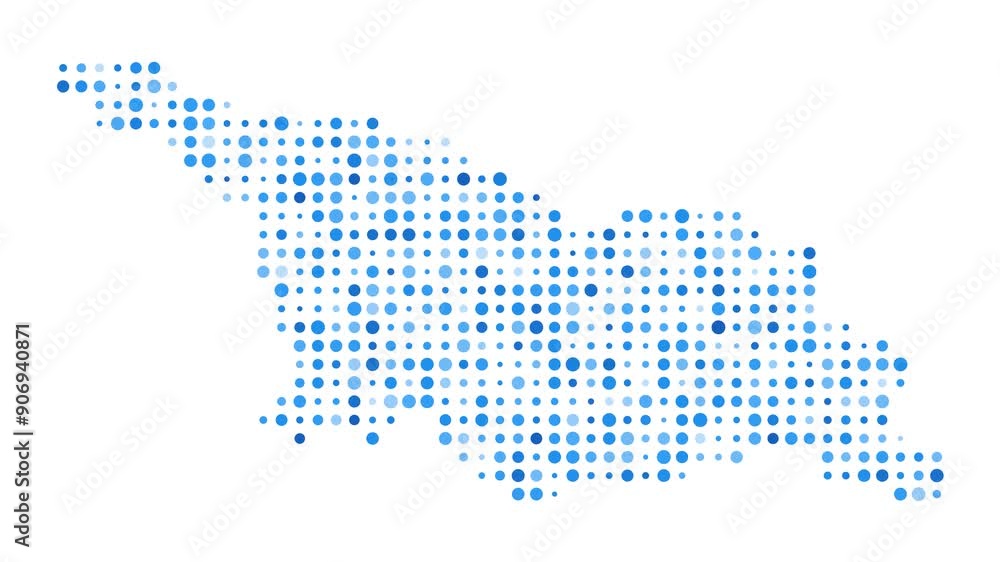 Poster georgia dotted digital map. map of georgia with pulsating colored circles. shape of the country fill