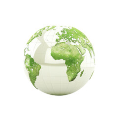 PNG A detailed green globe showcasing continents with a modern and clean design, perfect for environmental themes and global concepts.