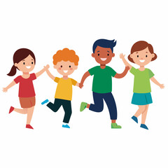 Kids playing outside vector illustration on a white background