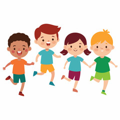 Kids playing outside vector illustration on a white background