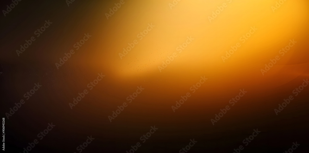 Poster yellow-orange glowing abstract color gradient wave shape on black grainy background copy space desig