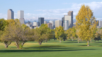 Downtown Denver Colorado from City Park Golf Course