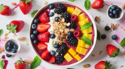 Acai Bowl with Fresh Fruit and Granola.