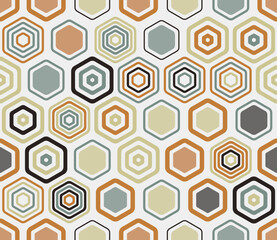 Geometric mesh background. Geometric shapes of varied style and color. Large honeycomb cells. Tileable pattern. Seamless background. Trending vector illustration.
