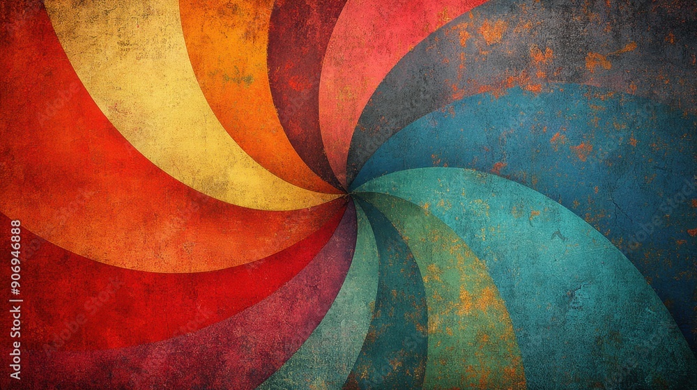 Aufkleber vibrant, colorful swirl set against a textured, grungy backdrop, creating a striking and dynamic vis