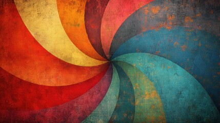 Fototapeta premium Vibrant, colorful swirl set against a textured, grungy backdrop, creating a striking and dynamic visual.
