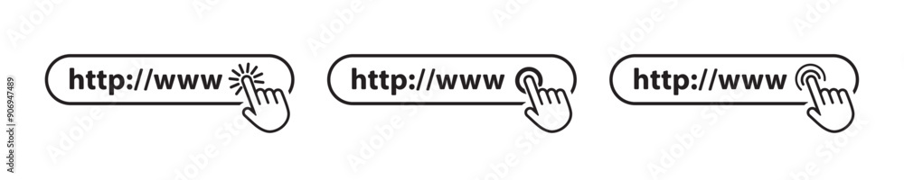Poster Search Bar UI Set and Elements: Search Boxes, Text Fields, and Buttons for Web Browsers. Vector.