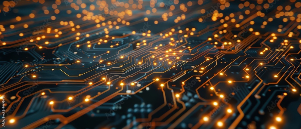 Aufkleber a strange circuit board pulsating with glowing runes, symbolizing advanced security technology from 