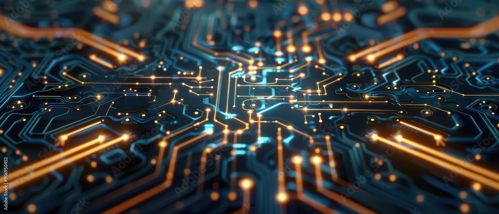 Poster a strange circuit board pulsating with glowing runes, symbolizing advanced security technology from 