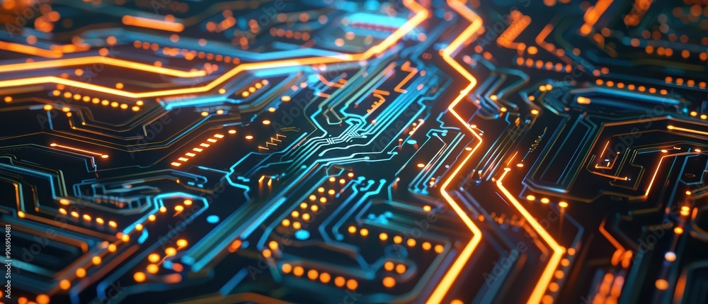 Poster a strange circuit board pulsating with glowing runes, symbolizing advanced security technology from 
