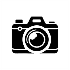 Camera icon vector silhouette illustration on white background.