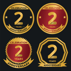 Celebration 2 Year Anniversary - Gold Seals, 4 Variations, Ruby and Transparent Seals.