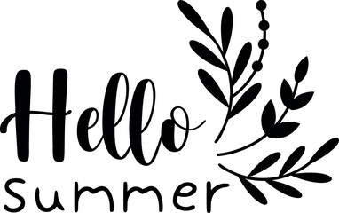 Hello summer vector illustration. Hand lettering typography.