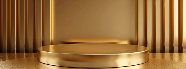 Gold background podium award stage light golden win 3D platform. Background luxury gold podium winner ceremony spotlight star abstract shine prize champion design victory show product template studio.